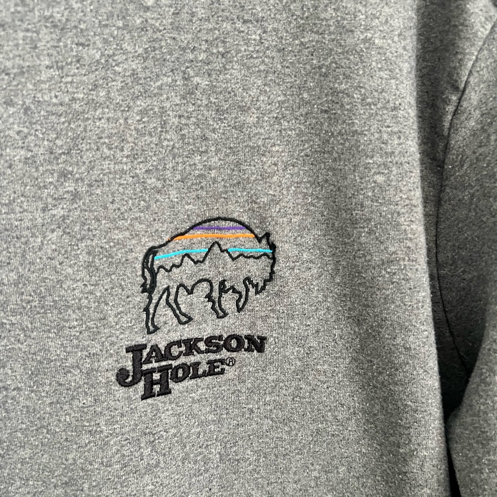 Patagonia Uprisal Crew Sweatshirt Mens Size L Jackson Hole Buffalo Logo Gray - Picture 2 of 5